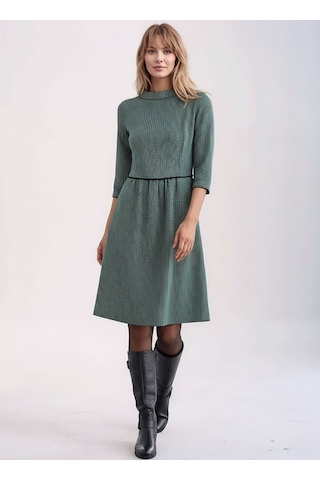 Kadın Degaje Yaka Uzun Kollu Cepli Büyük Beden Curve Şık Elbisesi Mavi