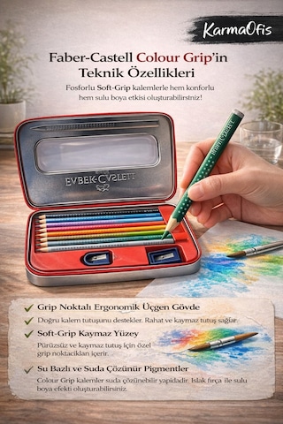 Faber-castell Colour Metal Kutulu Boyama Ve Çizim Seti 18 Parça Suda Çözünür Kalem
