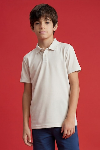 Tommy Life Ekru Polo Yaka Standart Fit Basic Unisex T-shirt - 11330