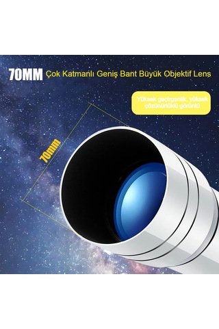 70400 Hd Astronomik Teleskop - Gökyüzü Ve Doğa Gözlemi İçin, 70mm Objektif, 360mm Odak, Fmc Kaplama