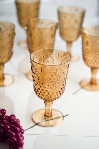 Akrilik Bal 6'lı Kadeh & Su Meşrubat Kahve Yanı Bardağı 450 Ml Cam Değildir Bal