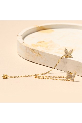 Zincirli Kelebek Küpe 719838 Gold