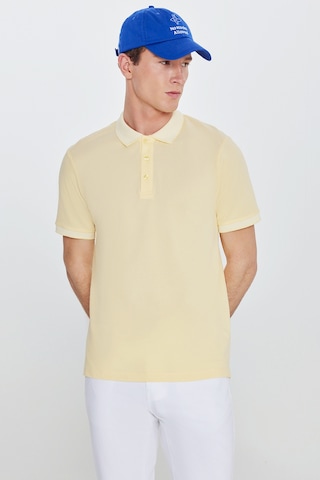 Ac&Co / Altınyıldız Classics 4A4820200047Sbzs Düğmeli Polo Yaka Cepsiz Slim Fit Erkek Tişört Sarı - Beyaz