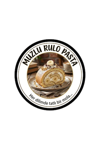 Muzlu Rulo Pasta Temalı Tatlıcılar Pastaneler Restoranlar İçin Ahşap Duvar Kapı Dekoratif Süs Tablo