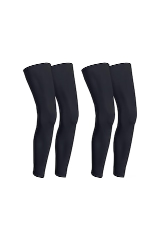 Geeroyoo Erkek Kadın Spor Knee Pad: Yazlık Buz İpi Uv Koruyucu, Nefes Alır Bisiklet-basketbol Ayaklık Koruması, Siyah 2 Çift 4 Adet Siyah