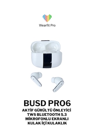 Wearfitpro Buds Pro 6 Mikrofonlu Aktif Gürültü Önleyicili Tws Kulak İçi Bluetooth Kulaklık Beyaz