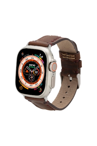 Bloomstrap Avilla Coffee Hakiki Deri iOS Watch Uyumlu Kayışı-44/45/46/49mm