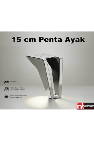 Penta 15 Cm Krom Koltuk Baza Dolap Tv Ünitesi Yatak Odası Konsol Çocuk Ve Genç Odası Ayağı Krom