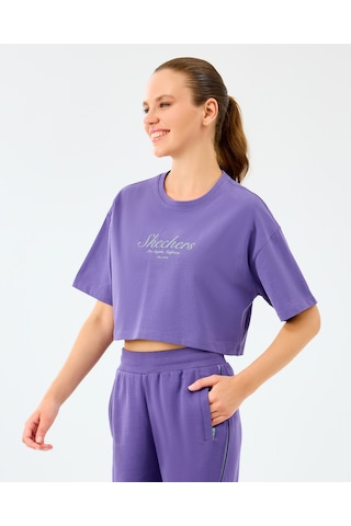 Skechers W Heavy Fabric T-shirt Kadın Mor Tshirt S2520183-0277