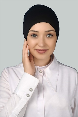 Altobeh Hazır Pratik Geçmeli Uzun Boru Tesettür Bonesi - Siyah