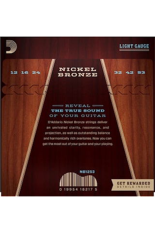 D'addario Nb1253 Nickel Bronze Light 12-53 Takım Tel Akustik Gita