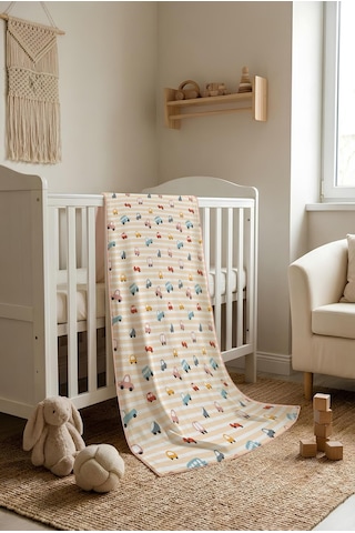 Araba Desenli Soft Touch Termal Bebek Battaniyesi Cbt0002 Renkli