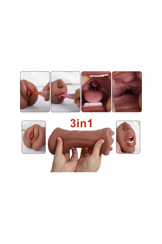 Lolita Shop 3 Girişli Oral Vajina Anal Esmer 20 Cm Gerçekçi Ağız Dil Ve Diş Yapısı Et Dokusunda Suni Mastürbatör