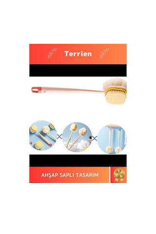 Home Serisi Kullanışlı Ahşap Saplı Pratik Şık Çift Taraflı Banyo Cilt Bakımı Duş Fırçası Ve Süngeri Çok Renkli