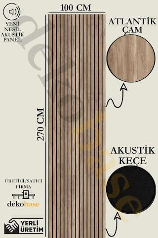 Atlantik Çam 100x270 Yeni Nesil Akustik Ahşap Duvar Paneli