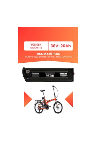 Rks Mx25 Plus Uyumlu 36v 20ah Elektrikli Bisiklet Bataryası Siyah