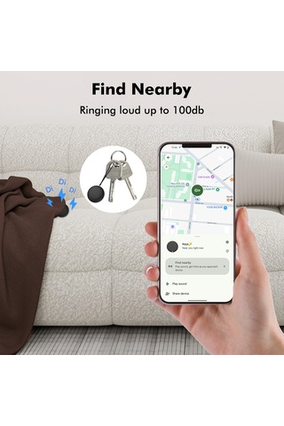 Symbee F08 Android Cihazlar İçin Bluetooth Takipçi - Google Onaylı Anahtar/valiz/esya Bulucu, "cihazı Bul" Uygulamasıyla Uyumlu, Siyah 1 Adet