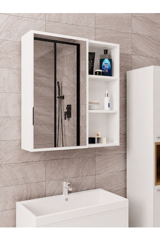 Dalin Tek Kapak Aynalı Banyo Dolabı Mdf Beyaz