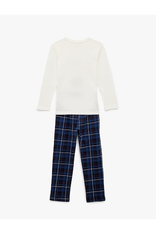 Koton Pamuklu Uzun Kollu Bisiklet Yaka Yılbaşı Pijama Takımı Lacivert Desenli 6wlk40247mk Lacivert Desenli