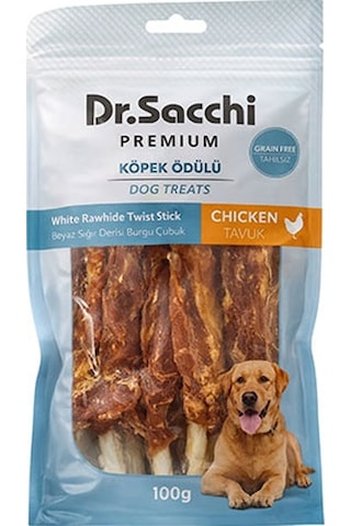 Dr.sacchi Premium Tavuklu Beyaz Sığır Derisi Burgu Çubuk Tahılsız Köpek Ödülü 5 5li 100 Gr 109-30005.01