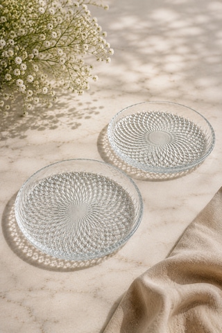 Aden - 2'li Pasta Sunum Tabak 19 Cm Beyaz