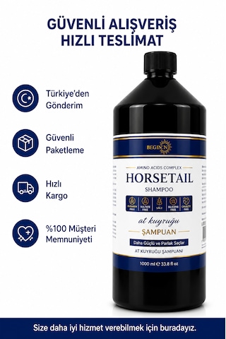 Begısun At Kuyruğu Şampuanı Amino Asit Kompleksi Tüm Saç Tipleri İçin 1000 Ml