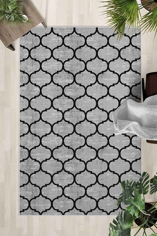 Yıkanabilir Kaymaz Taban Dijital Baskılı Halı Ve Yolluk Leke Tutmaz Salon & Mutfak Halısı - 0510 Gri