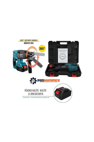 Prohummer Ph014 Kömürsüz 88vf 5ah Profesyonel Şarjlı Kırıcı Delici Matkap Mavi
