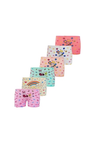 Kız Çocuk Boxer %100 Pamuklu Likralı Baskılı Eğlenceli Rahat 6'lı