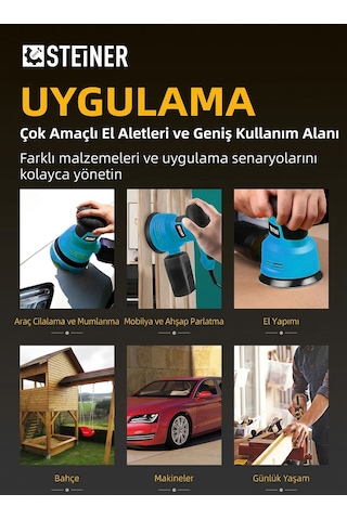 Steiner 700w 6 Kademe Devir Ayarlı 125mm Toz Toplama Sistemli Eksantrik Zımpara Makinesi Mavi