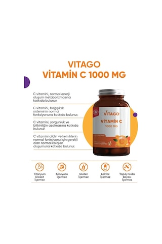 Vitago Premium Vitamin C 1000 MG İçeren Takviye Edici Gıda 60 Tablet