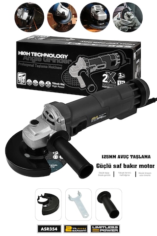 Assur ASR354 750 W 125 MM Avuç Taşlama Spiral Siyah