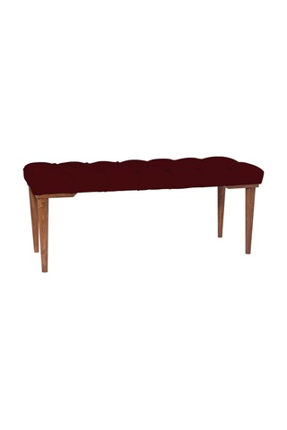 Gazzini Classic Retro Gürgen Ayak Chester Model Kapitoneli Bordo Puf Bench - Ceviz Ayak