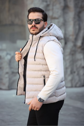Mero Life Erkek Bej Standart Fit Çıkarılır Kapüşonlu Cepli Fermuarlı Şişme Yelek