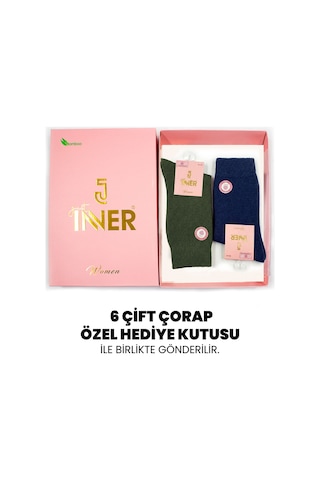 Just Inner Kadın 6 Lı Çorap Kışlık Koyun Yünü Premium Ayak Sağlığı 23600 Renkli