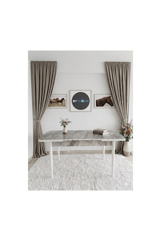 Byt Home Mutfak Masası Açılabilir Masa 6 Kişilik Masa Ahşap Masa Gri Bermuda