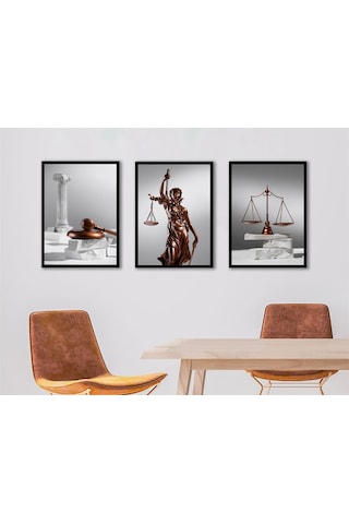 Adalet Simgeleri Üçlü Çerçeveli Mdf Tablo Seti-174305