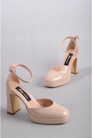 Seç Kundura Seç 8249 Platformlu Topuklu Kadın Ayakkabı Topuk: 9,5 Cm Platform: 2 Cm Ten Rugan - 38 Ten Rugan