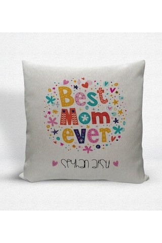 Kişiye Özel En İyi Anne Dekoratif Keten Yastık - 5