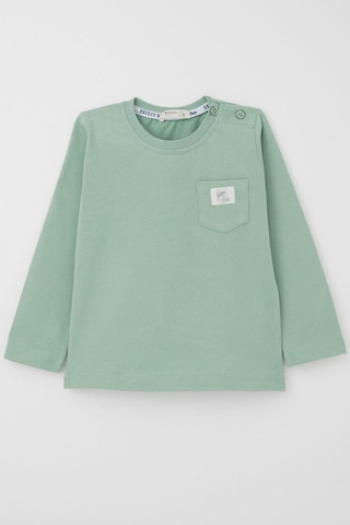 Breeze Erkek Bebek Uzun Kollu Tişört Cep Detaylı Cool Yazı Armalı 9 Ay-3 Yaş, Su Yeşili Su Yeşili