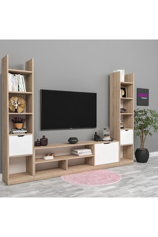 Kar Beyaz Tv Ünitesi Mdf Siyah