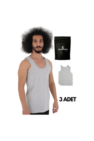 Cennetoğlu 3'lü Paket Erkek Atlet Pamuklu Gri Gri