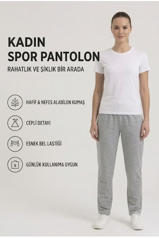Genel Markalar İki Cepli İki İplik Kompak Penye Eşofman Gri