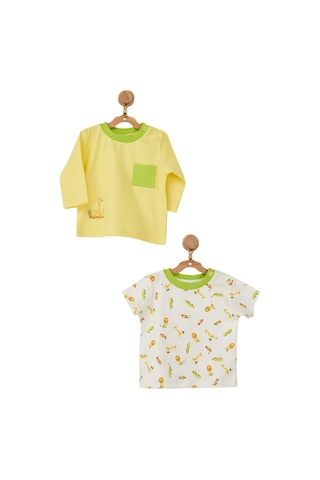 Andywawa Erkek Bebek Hayvan Motifli 2li Tişört Takımı Ac22537 001