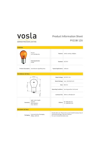 Vosla 12v 93 Ampul 21w Bau15s Py21w Yakın Tırnak Amber Vs37638 10 Lu
