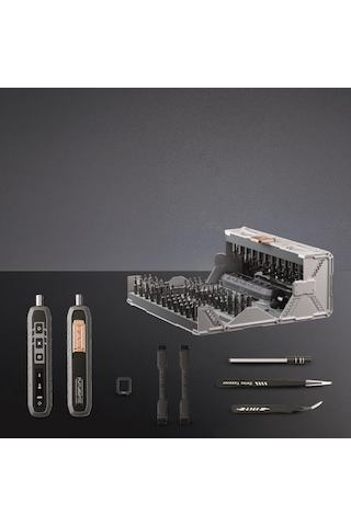 Torima Tts-06 Gri Manyetik Elektrikli Tornavida Seti 162 Parça Led Ekranlı Alüminyum Kasa