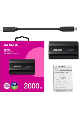 Adata 2000gb Sd810 Siyah Taşınabilir Usb 3.2 Gen2 X2 Type-c Ssd Harici Disk