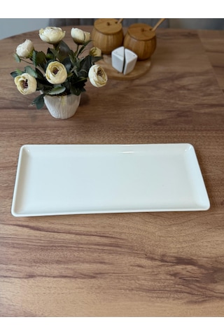 Tan Serisi Tek Parça 35 X 15 Cm Tavuk Dünyası Sunum Tabağı Krem Krem