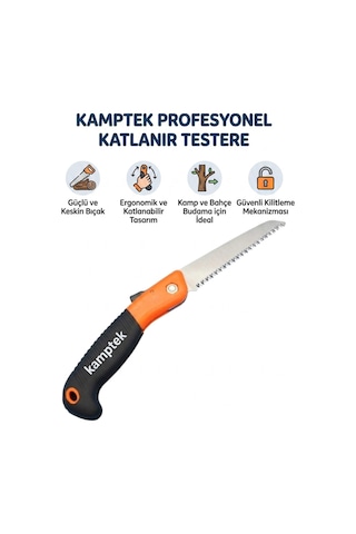 Kamptek Çelik Bıçaklı Katlanabilir Bahçe Ve Kamp Testeresi Süper Keskin