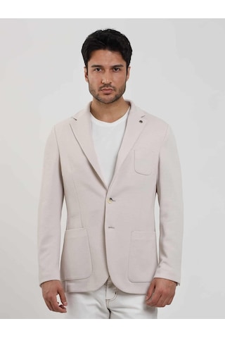 Dufy Krem Erkek Slim Fit Düz Mono Yaka Casual Ceket - 104445-krem Krem
